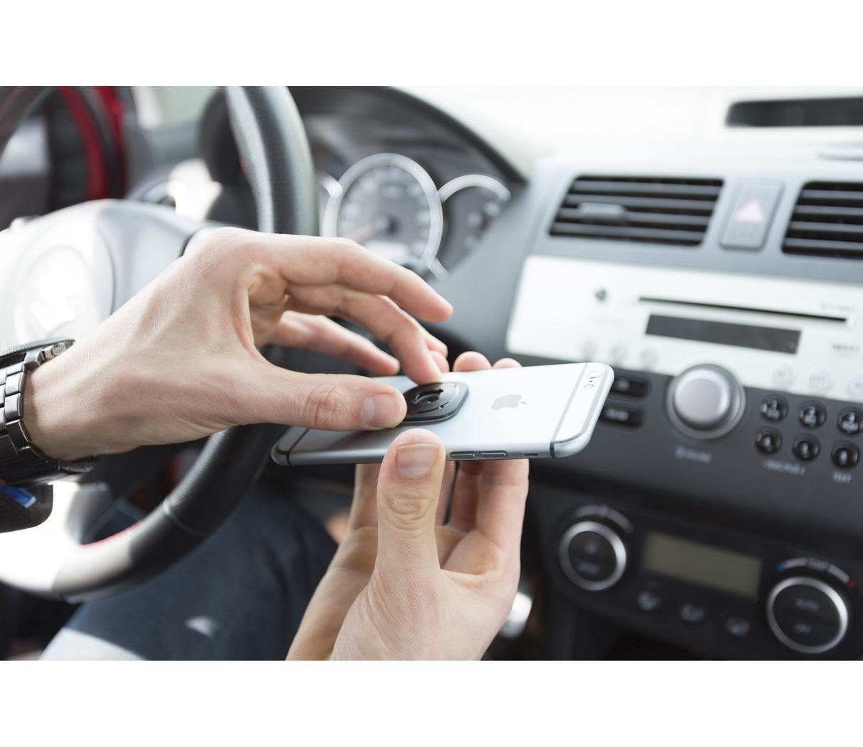 White Adhesive Car Mount for Smartphone with 360° Rotation