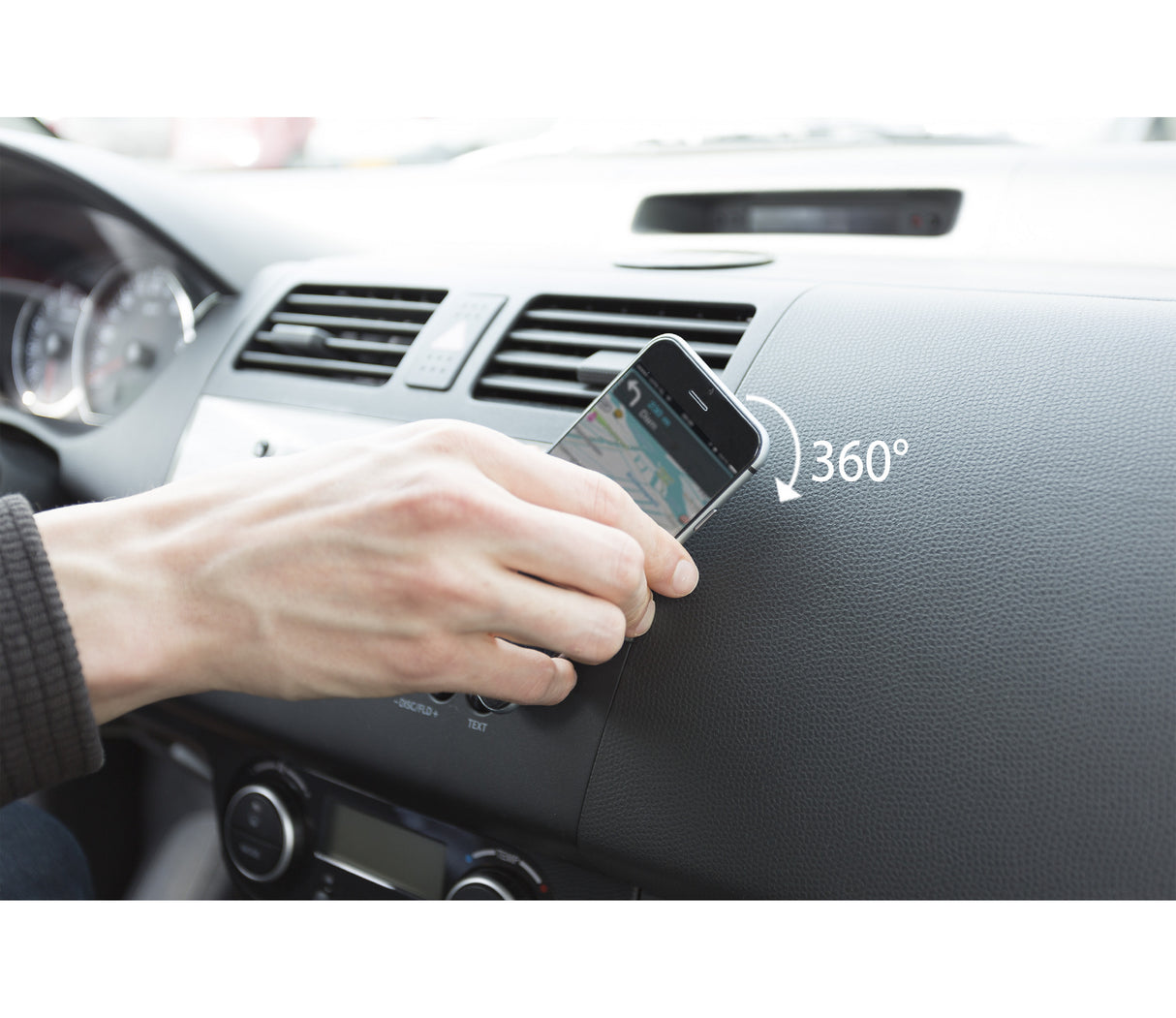 Black Adhesive Car Mount for Smartphone with 360° Rotation