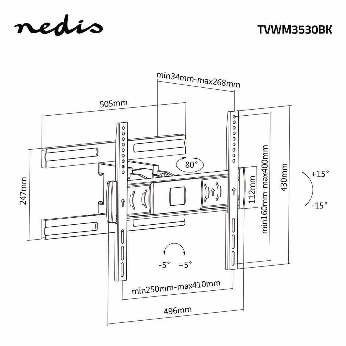 Full Motion TV Wall Mount | 32"-55" Up to 30kg 6 Point Swivel