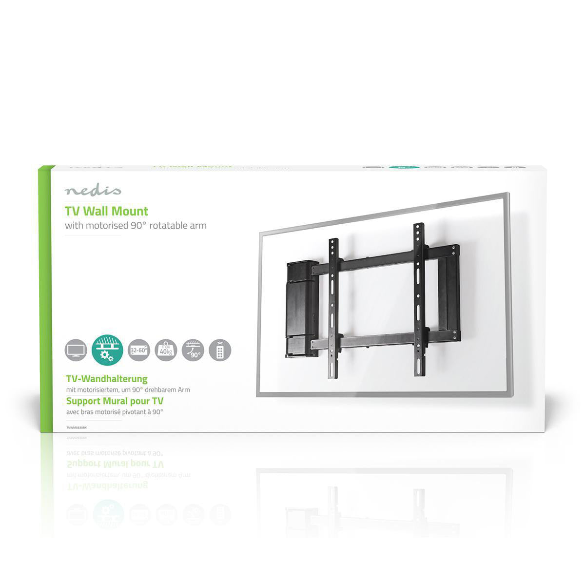 Motorized TV Wall Mount | 32"-60" Up to 40 kg 90° Rotation Angle Remote Control