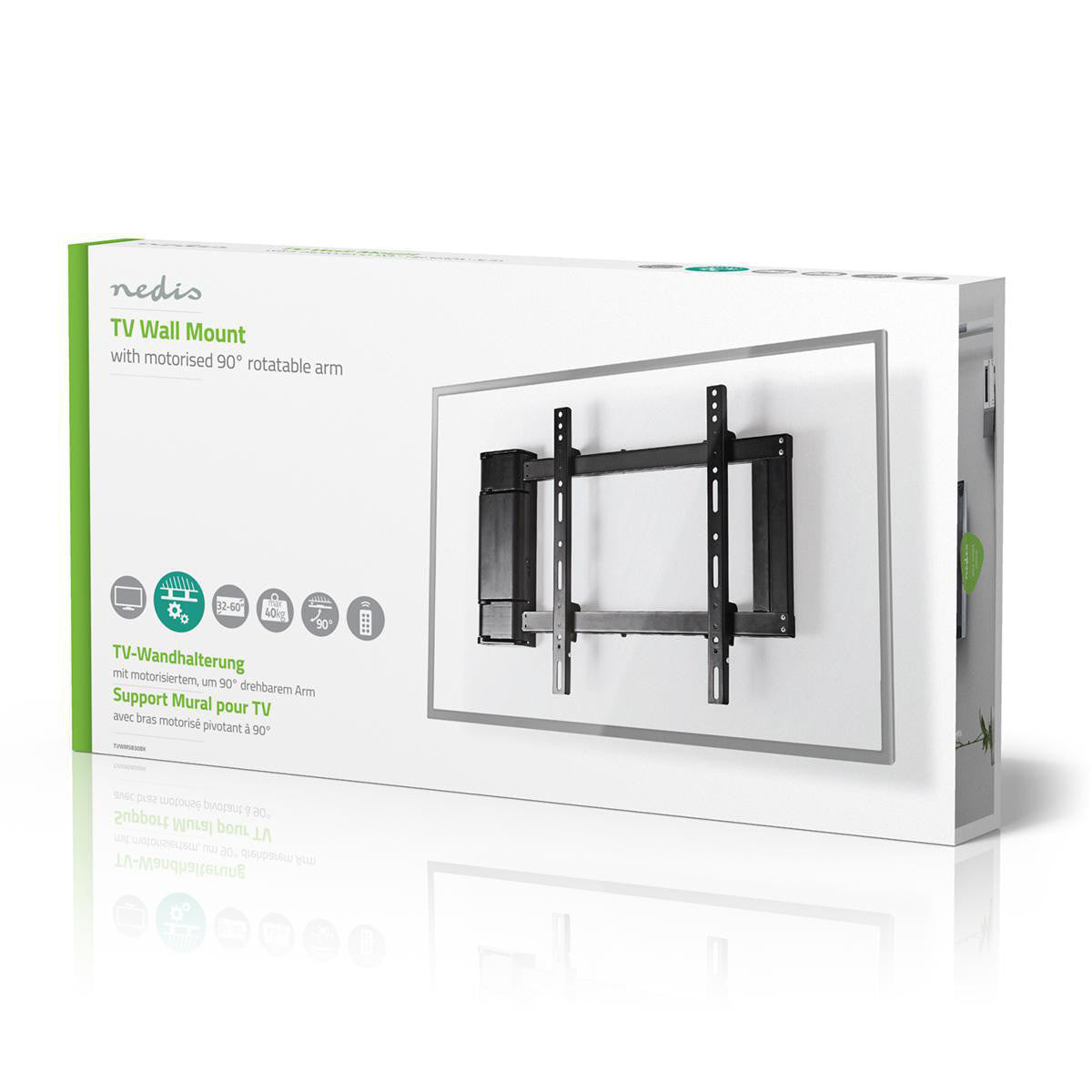 Motorized TV Wall Mount | 32"-60" Up to 40 kg 90° Rotation Angle Remote Control