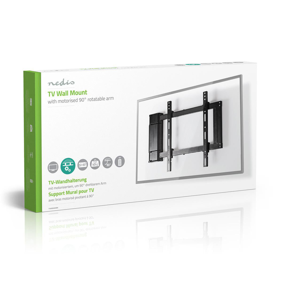 Motorized TV Wall Mount | 32"-60" Up to 40 kg 90° Rotation Angle Remote Control