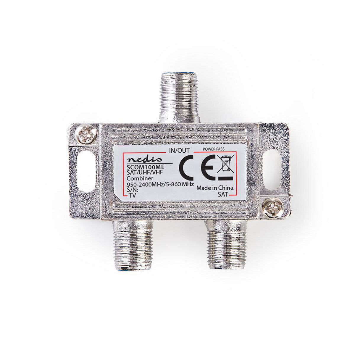 Combinador de Satélite | Conector F de 2 para 1 VHF/UHF: 5-860 MHz Satélite: 950-2400