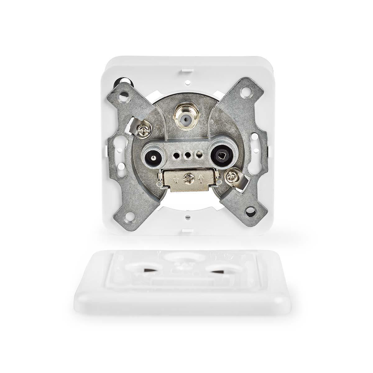 Caja de Conexiones Pared Para Antena | 1x Salida F IEC Macho Hembra 75 dB