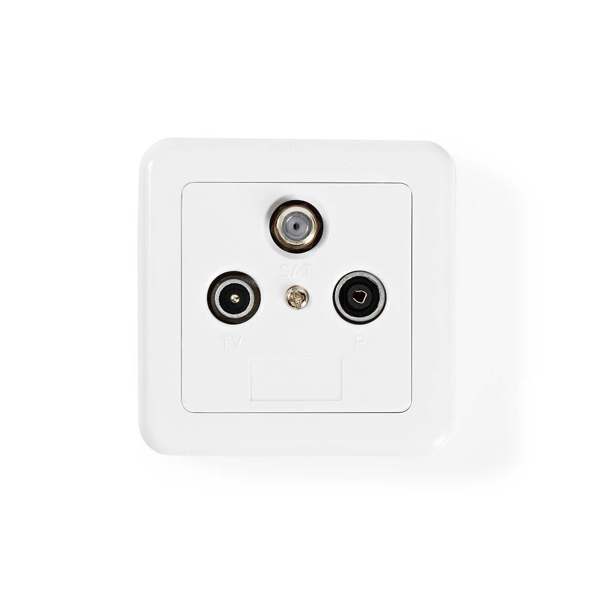 Caja de Conexiones Pared Para Antena | 1x Salida F IEC Macho Hembra 75 dB