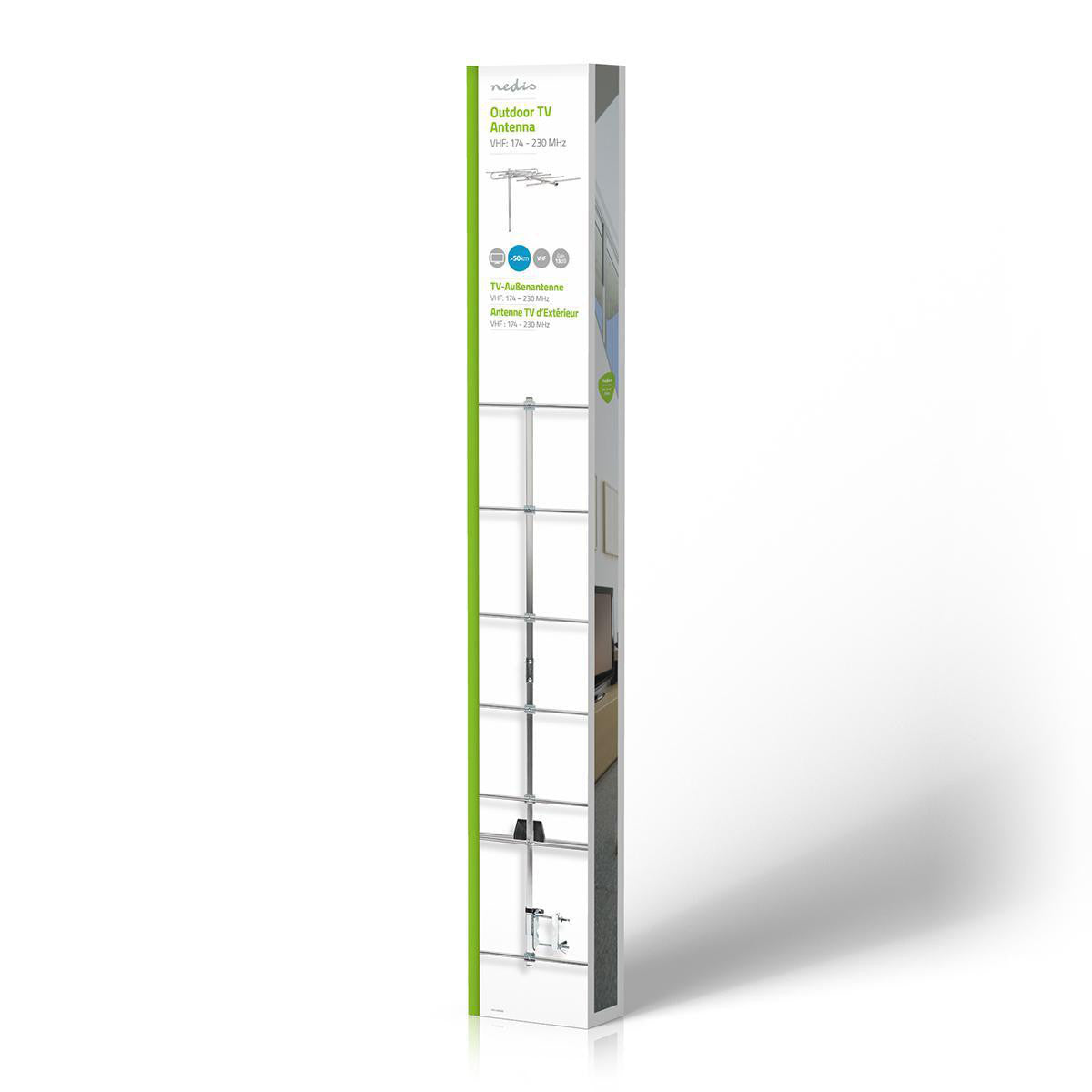 Antena de TV Exterior | Ganancia Máxima 13 dB VHF: 174 - 230 MHz