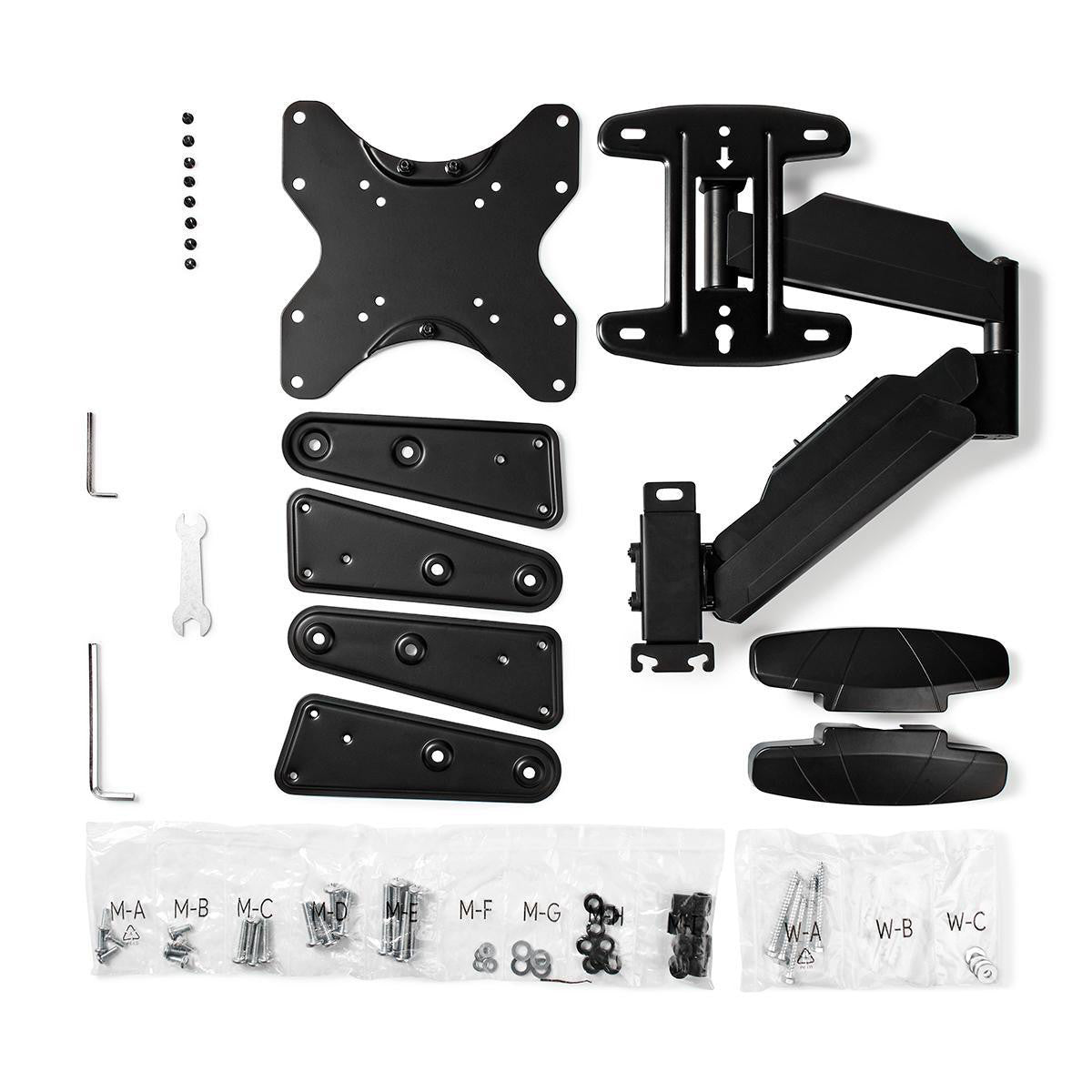 Vertical Wall Mount TV Bracket | 23-55" 30 kg Vertical Movement: 0-345 mm 61 565 0-180° 3 Pivot Points Steel / Plastic Black