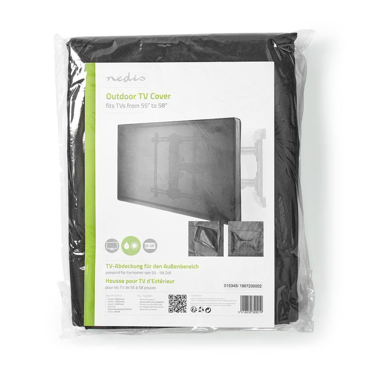 Protector de Pantalla TV Para Exteriores | Tamaño Pantalla: 55 - 58 " Cierre Gancho y Bucle / Cremalleras Laterales