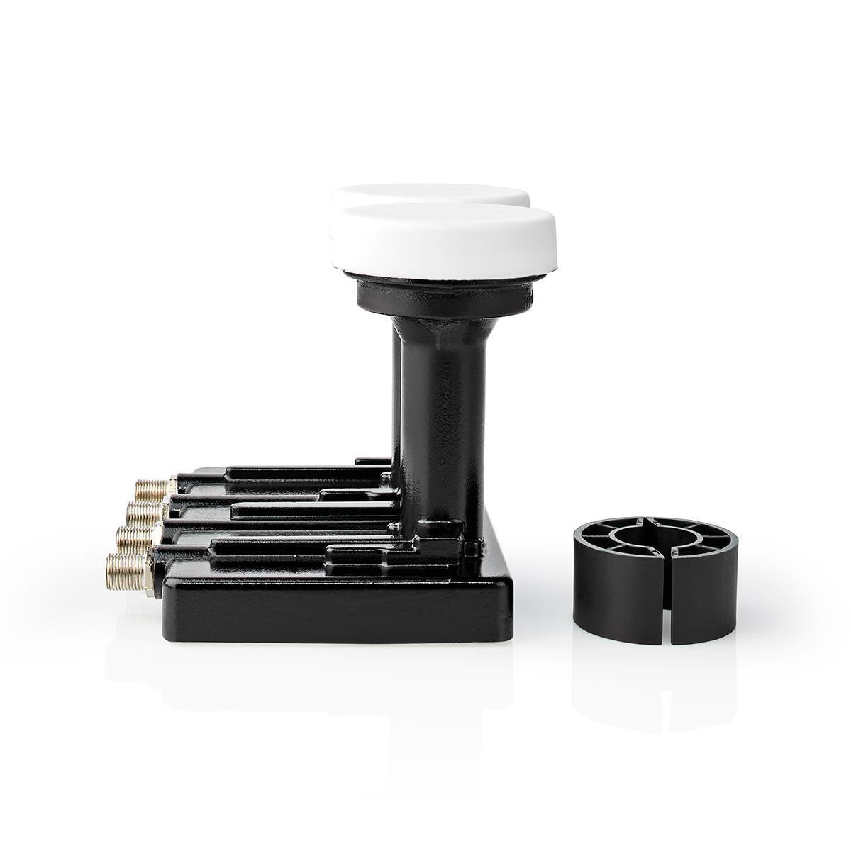 LNB | Quad Monoblock 4.3° Conexión de Salida: 4x Conector F Rango Figura Ruido: 0.85 dB Ganancia Conversión: 52-67 Blanco