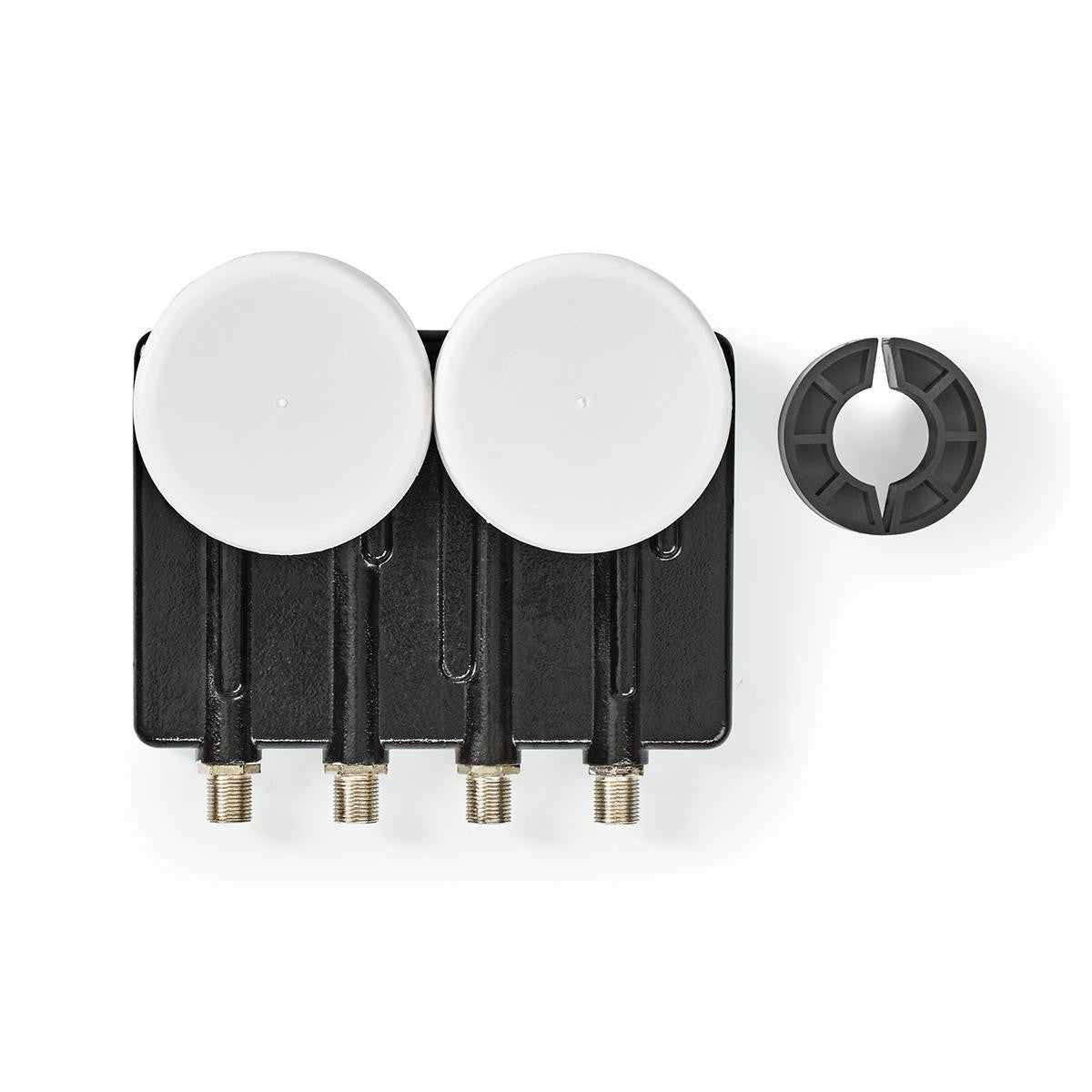 LNB | Quad Monoblock 4.3° Conexión de Salida: 4x Conector F Rango Figura Ruido: 0.85 dB Ganancia Conversión: 52-67 Blanco