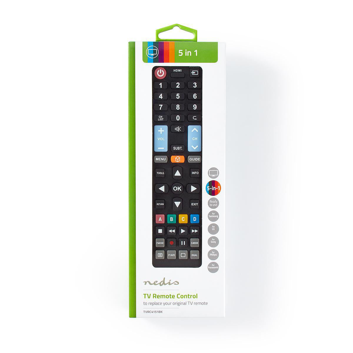 Remote Control | Suitable For: LG / Panasonic Philips Samsung Sony Pre-programmed Number of Devices: 1 5 in 1 Design