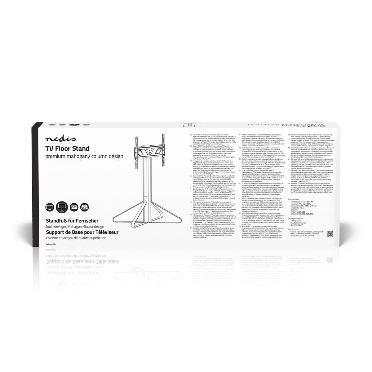 TV Floor Stand | 49-70 " 40 kg V-vorm Design 43 - 65 35 Fixed Design Steel / Aluminum Black TV Stands