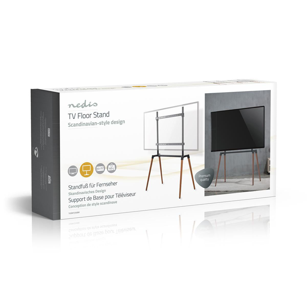 Floor TV Stand | 49-70" 40 kg V-shaped Design 60-75 Scandinavian Design Anti-tip Strap Snap Closure