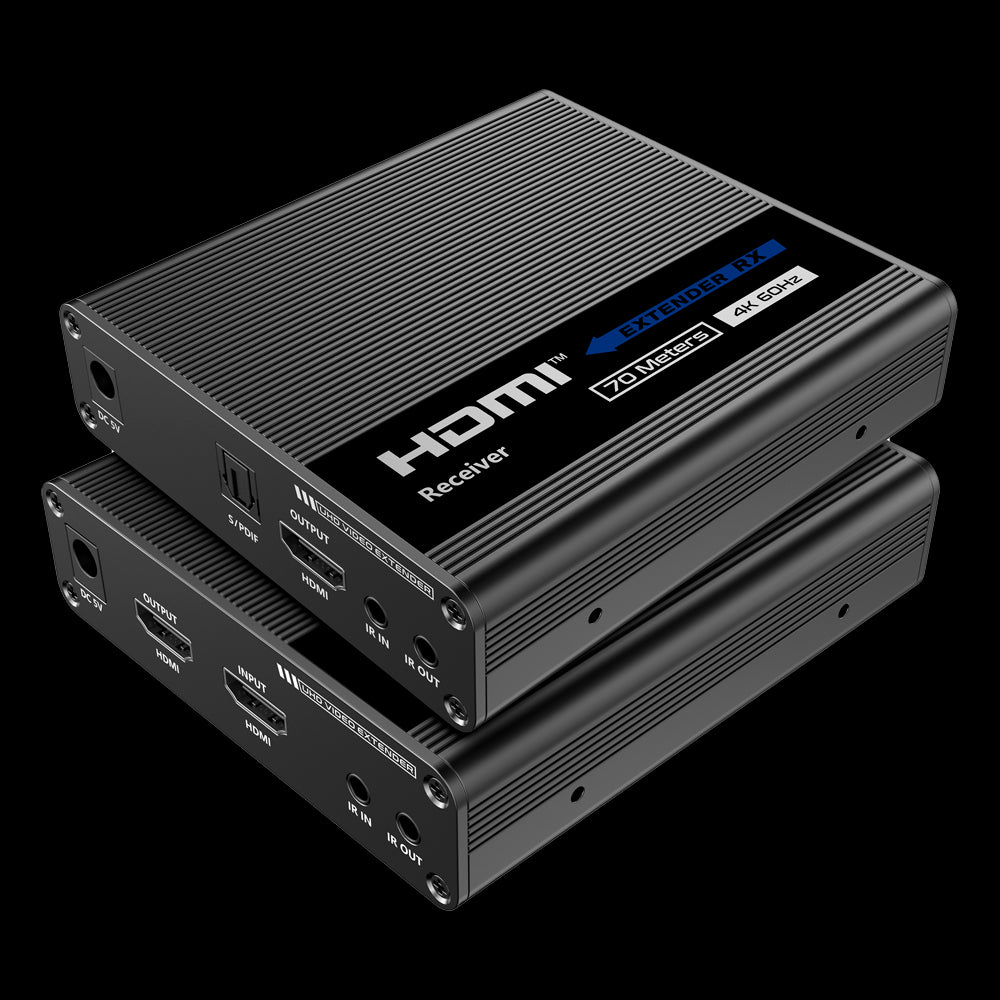 Active HDMI Extender - Transmitter and Receiver Range 60 m Over UTP Cat 6 Cable Up to 4K DC 5 V Power Supply
