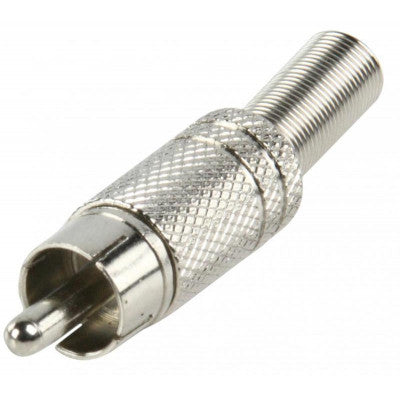 Straight RCA Connector | Nickel Plated Male Solder Metal Silver