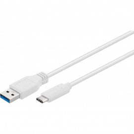 Cabo USB-C para USB 3.0, branco, 1 metro