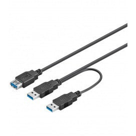 Cabo USB 3.0 Dual Power Superspeed, Preto