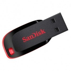 Pen drive Sandisk Cruzer Blade - 64GB USB 2.0, design preto/vermelho