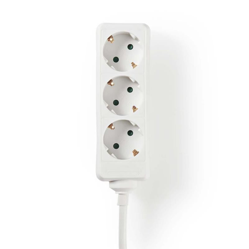 Power strip with 3 connections and 3 meters of white cable