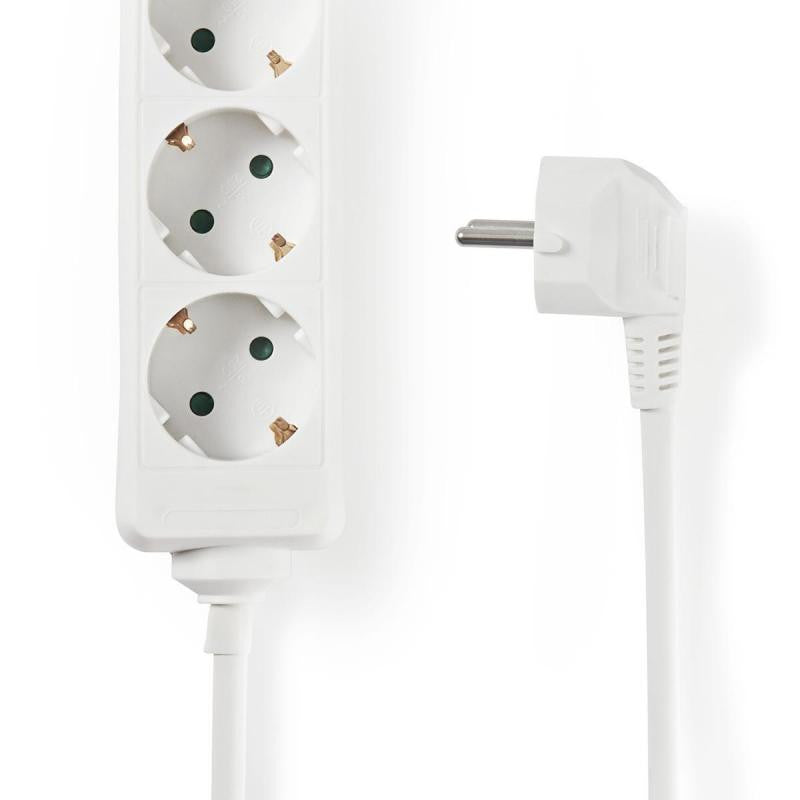 Power strip with 3 connections and 3 meters of white cable