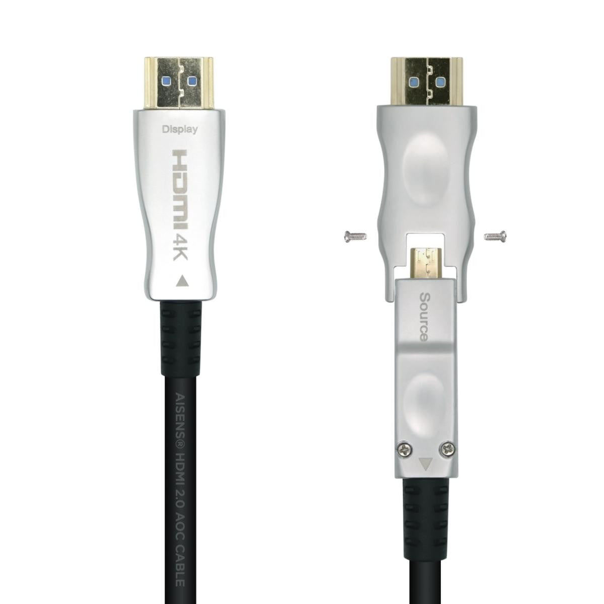 Premium Detachable HDMI V2.0 AOC Cable High Speed / HEC 4K@60Hz 4:4:4 18Gbps Black 30 Meters
