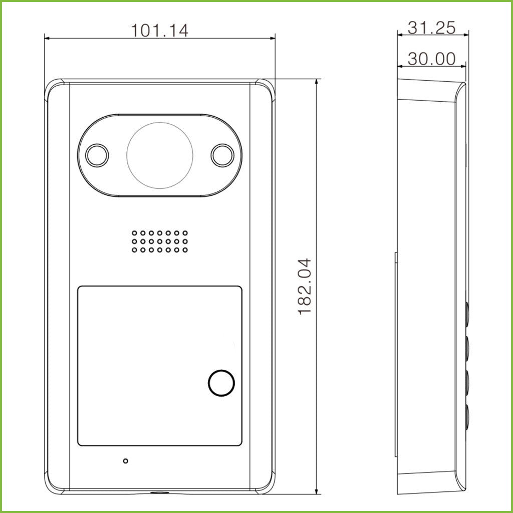 Estação de vídeo porteiro IP exterior com 1 botão, câmara de 2MP, PoE, Mifare, IK08, IP65, 129º