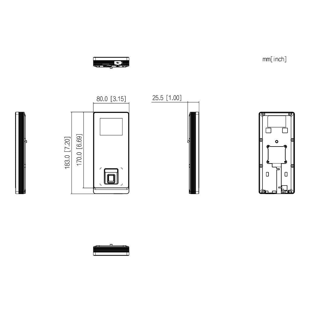 Leitor independente de impressões digitais, PIN, comando e cartão de identificação com ecrã LCD de 2,4 polegadas e Wi-Fi.