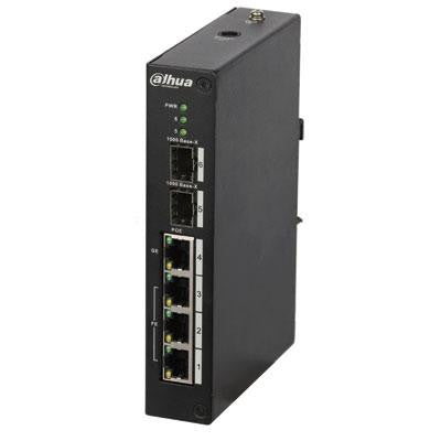 Switch PoE com gama de temperaturas alargada, 3 portas 10/100 + 1 porta Gigabit + 2 portas SFP, 96 W, 802.3at Layer 2.