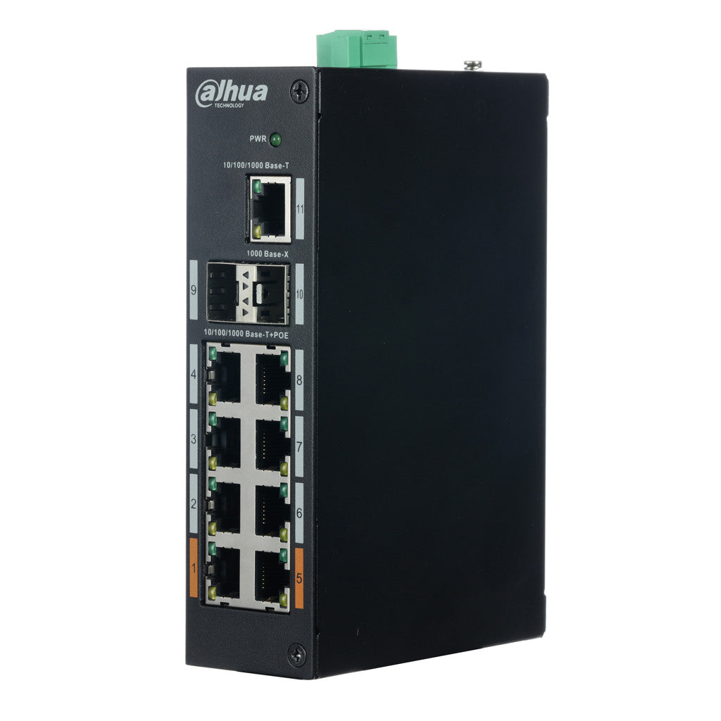 Switch PoE com 8 portas Gigabit + 1 uplink Gigabit + 2 SFP, 120 W, 802.3at, Camada 2.