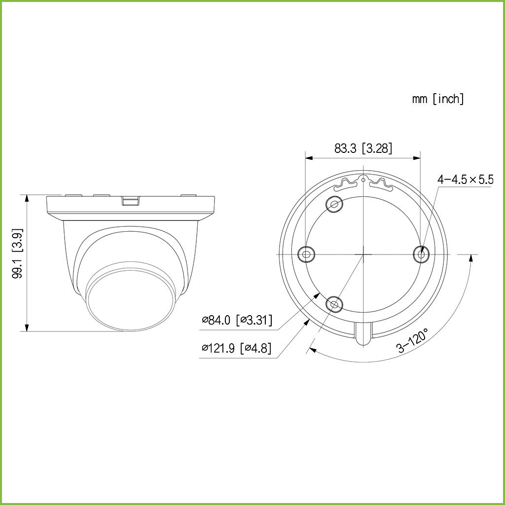 Câmara IP dome H265 8M FULL COLOR WDR Starlight+ IR30m 2.8mm IP67 ePoE SD MIC Instalação rápida com IA