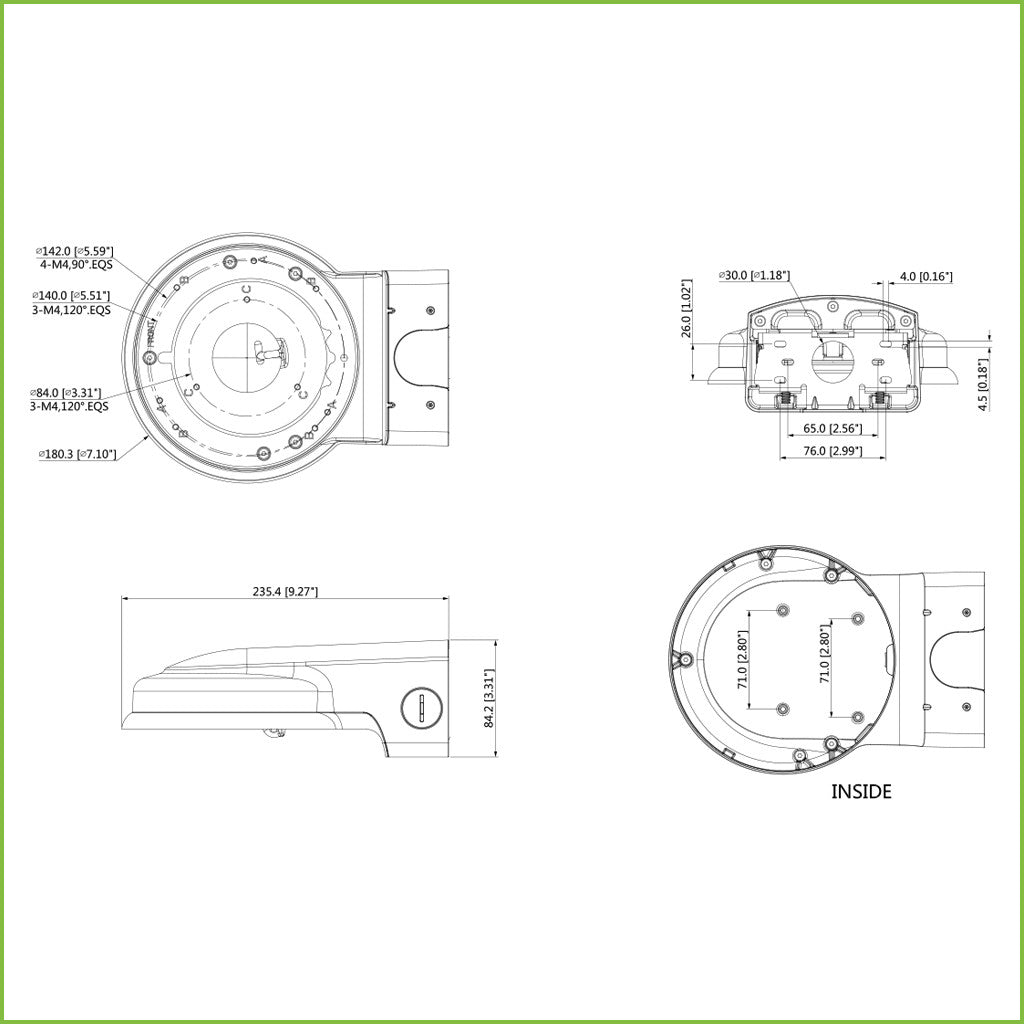 Suporte de parede para domos HDBWxxExx e HDBWxxHxx