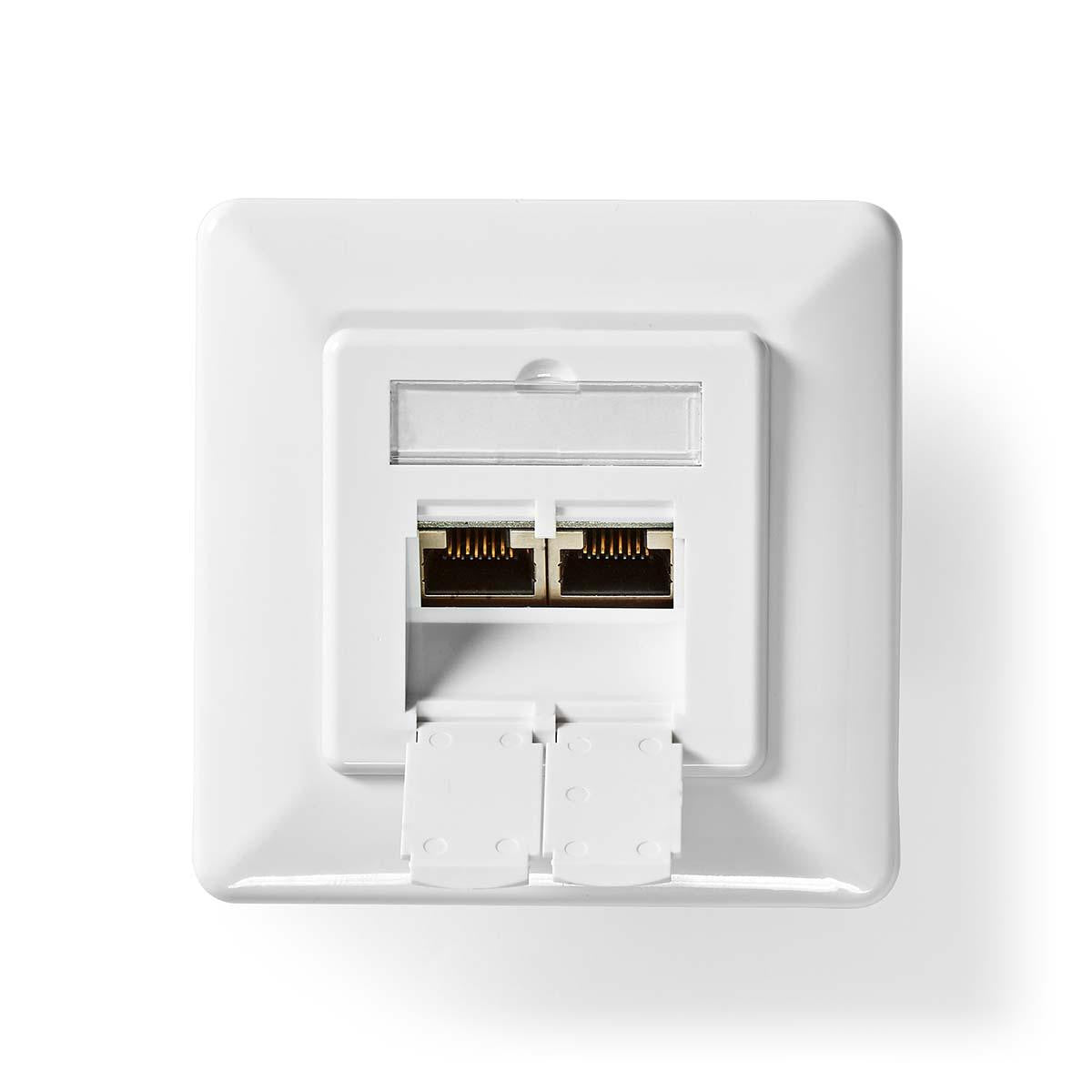 Wall mounted network box for two RJ45 connections