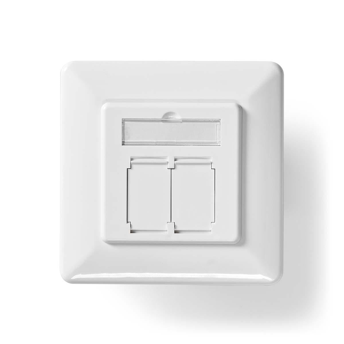 Wall mounted network box for two RJ45 connections