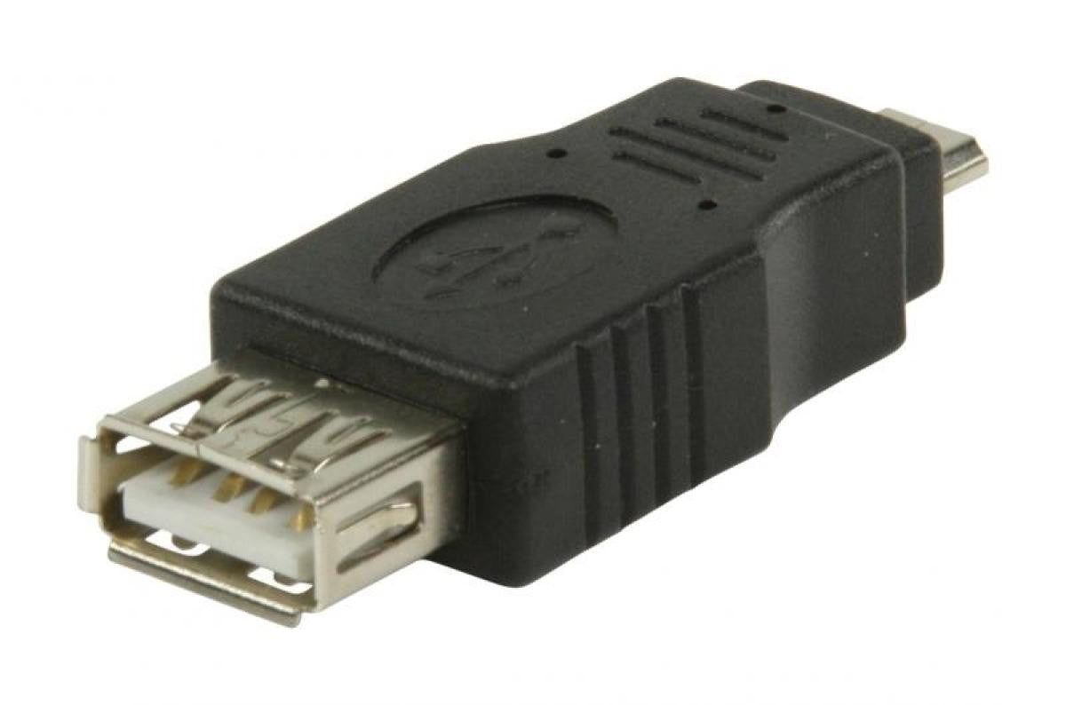 USB 2.0 adapter from micro USB B male to USB A female in black