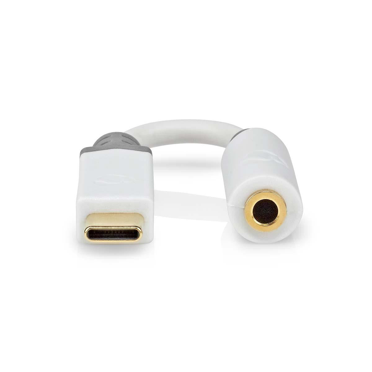 USB C male to Mini Jack 3.5mm female adapter cable white 0.1m