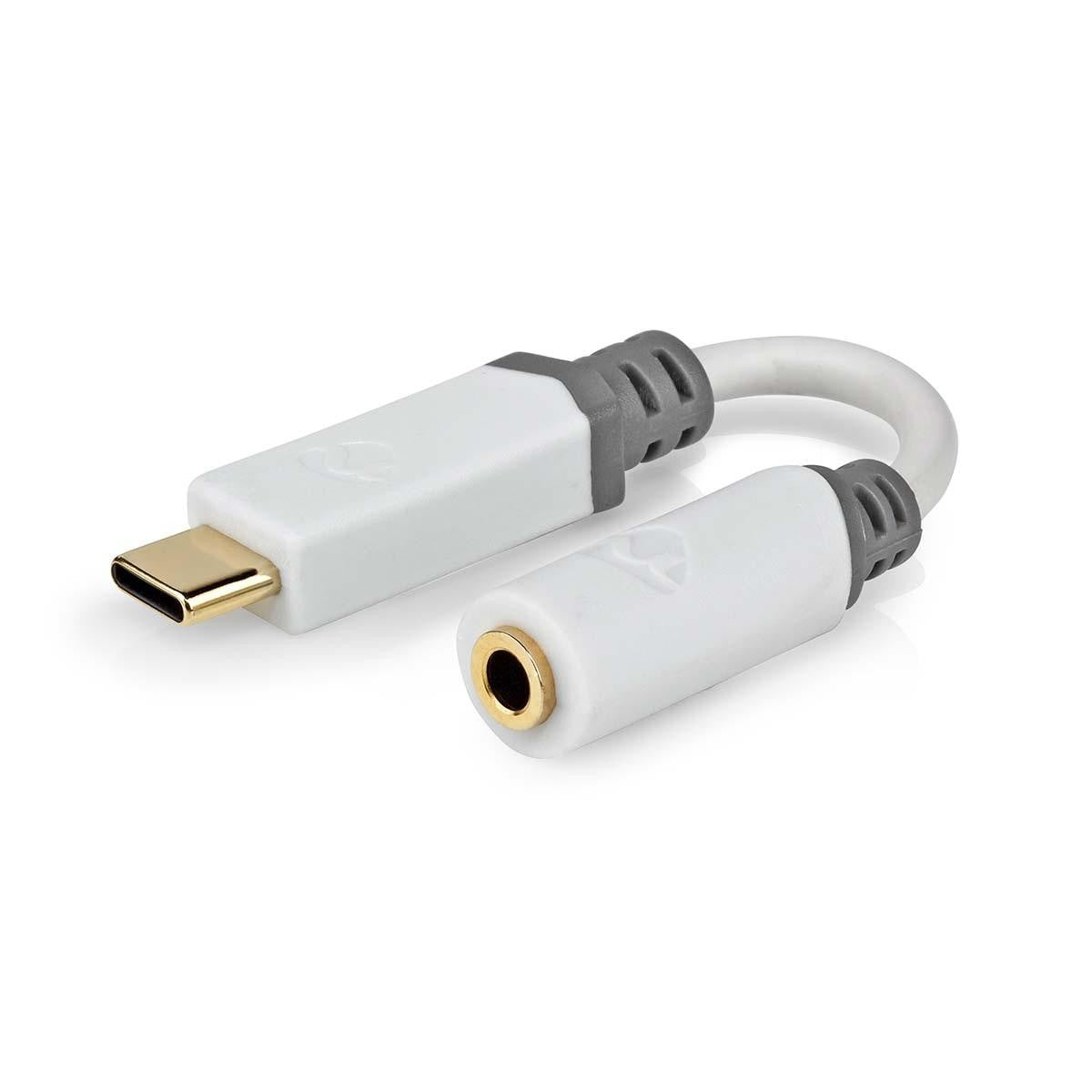 USB C male to Mini Jack 3.5mm female adapter cable white 0.1m