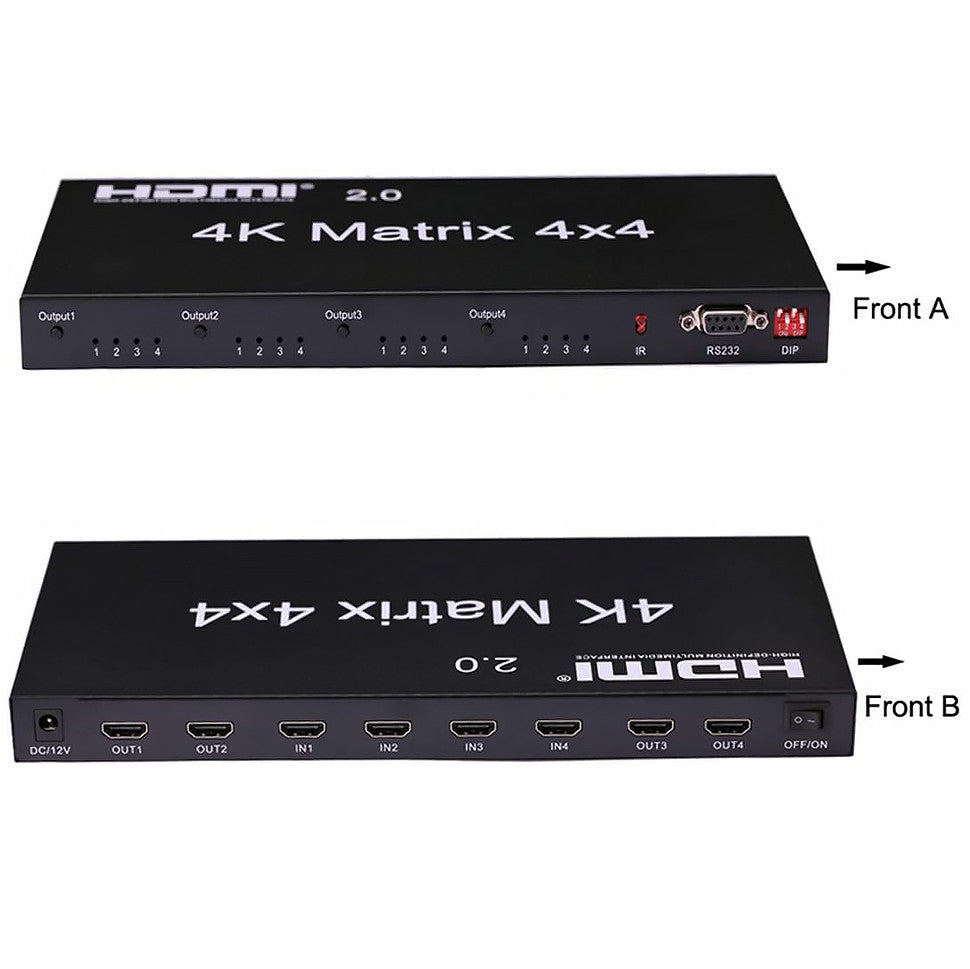 Multiplicador de sinal HDMI - 4 entradas/saídas até 4K (entrada e saída), permite controlo remoto, fonte de alimentação DC 12V.