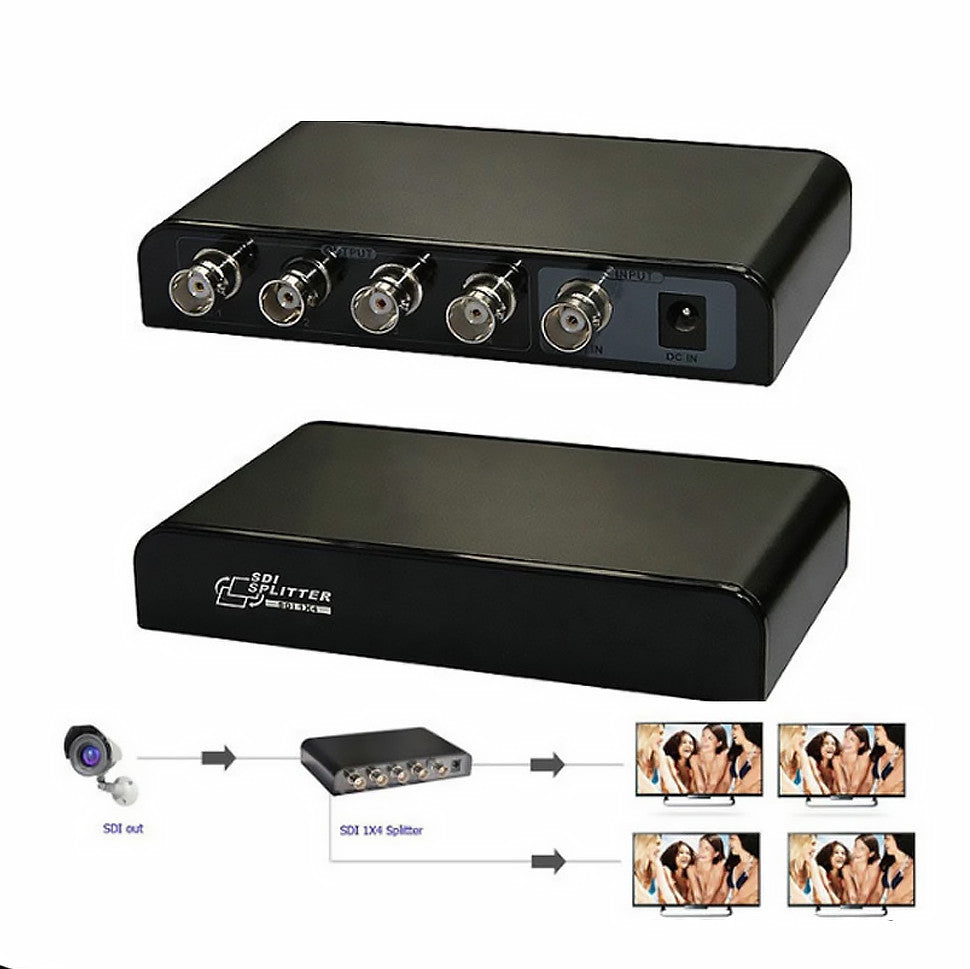 Divisor SDI BNC de 1 entrada para 4 saídas