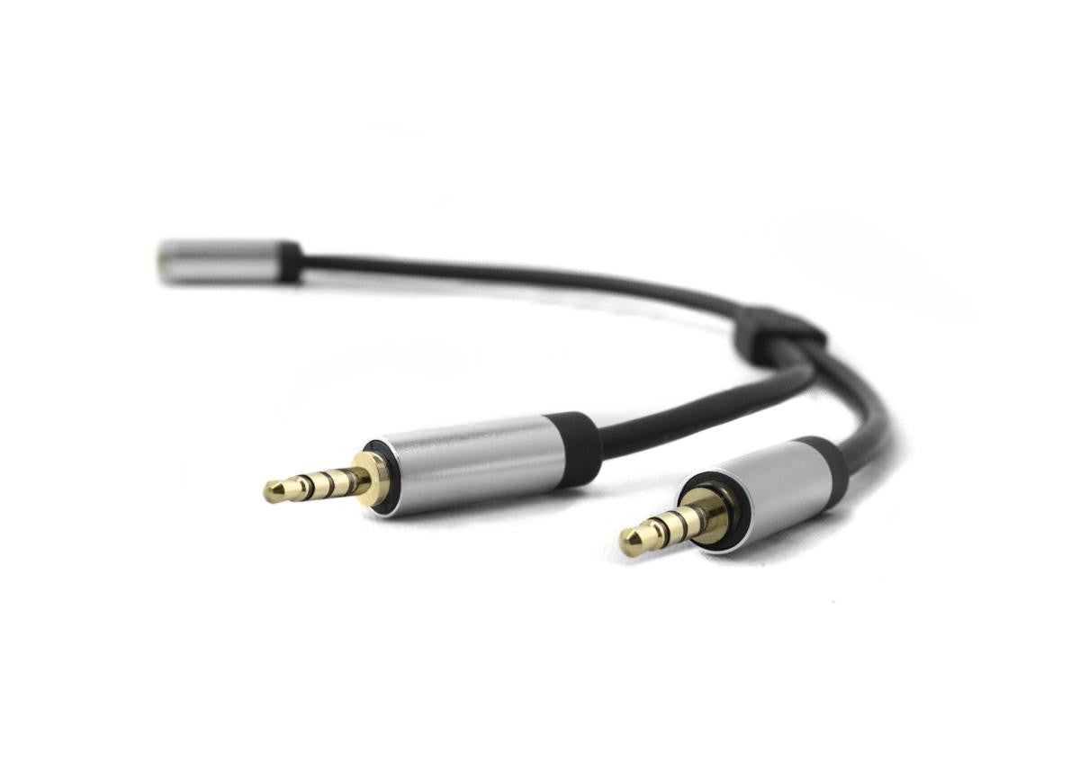 3.5mm 4p female jack cable with microphone + earphone splitter