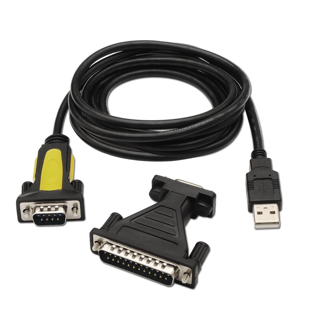 Cabo conversor série USB macho para RS232 preto de 1,8 m