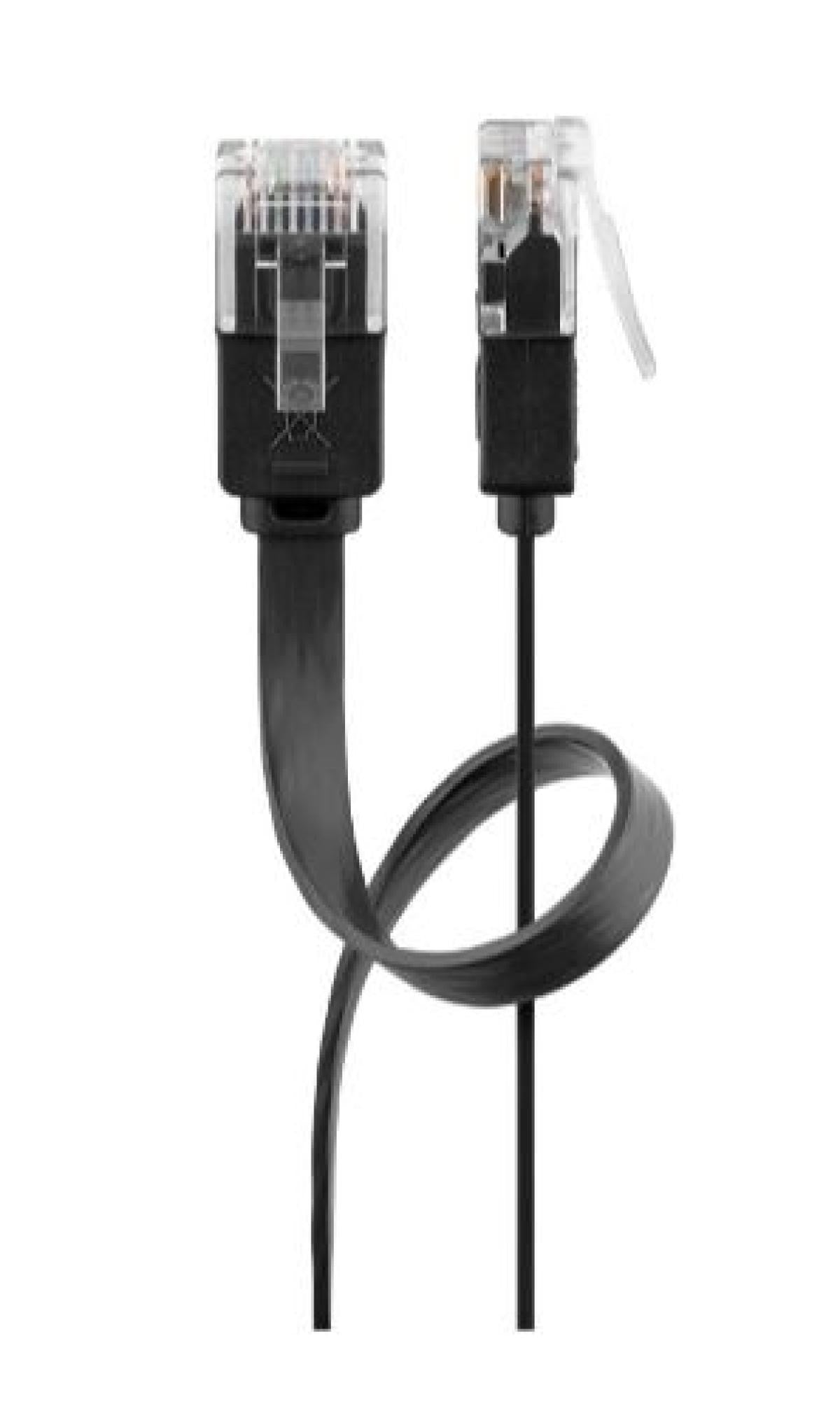 2m flat Cat 6 UTP cable, black