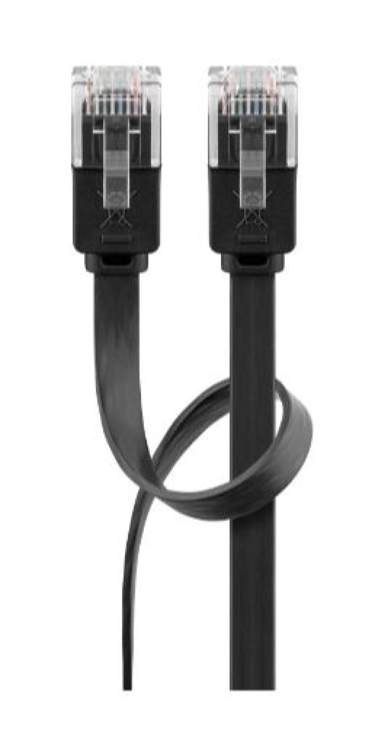 2m flat Cat 6 UTP cable, black