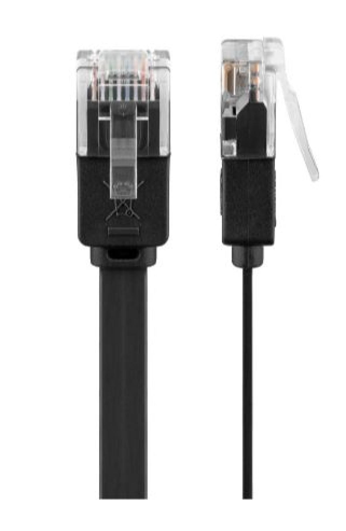 2m flat Cat 6 UTP cable, black