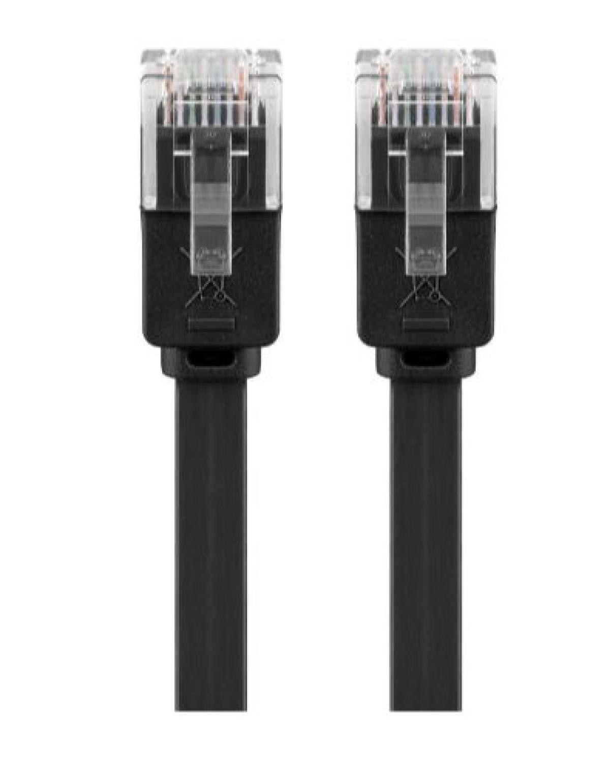 2m flat Cat 6 UTP cable, black