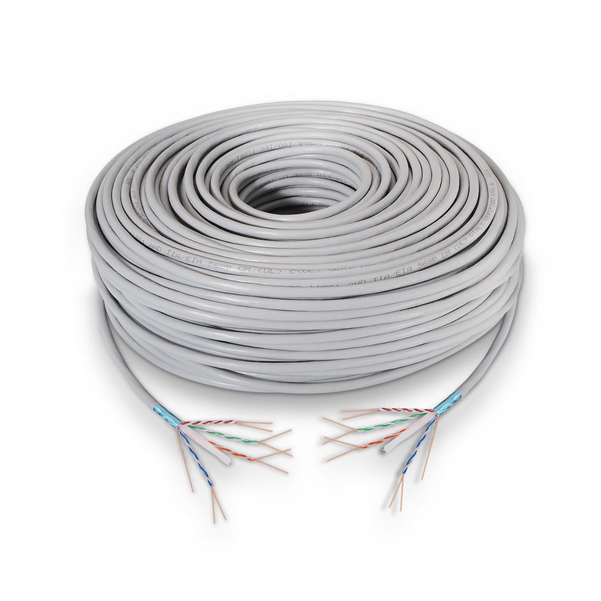 Enrolador rígido de cabo Cat 6 FTP de 305 m, cor cinzento, 100% cobre.