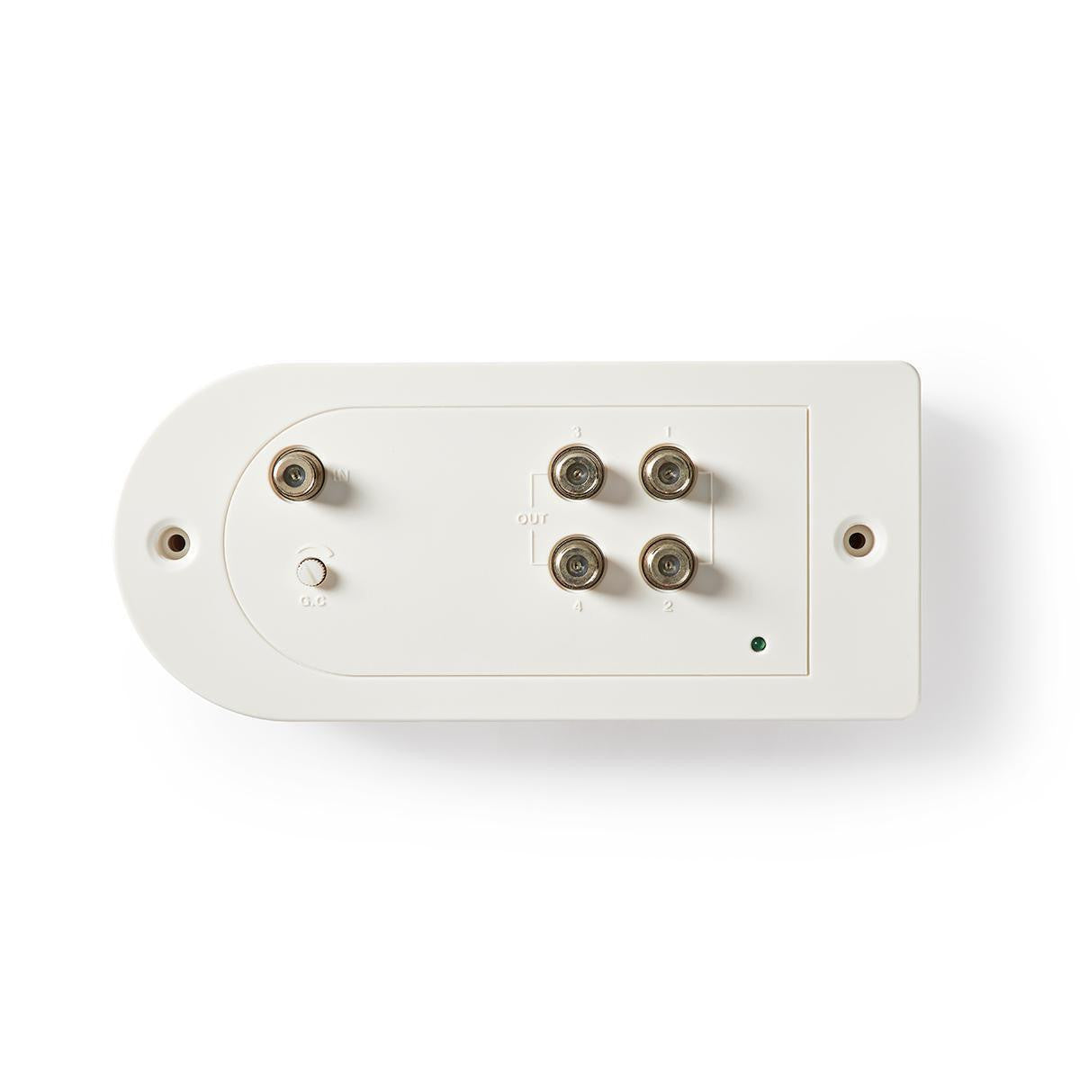 Amplificador de antena con conectores F, 1 entrada y 4 salidas