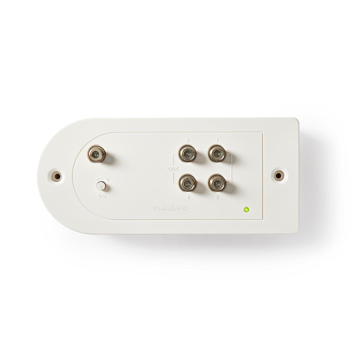 Amplificador de antena con conectores F, 1 entrada y 4 salidas