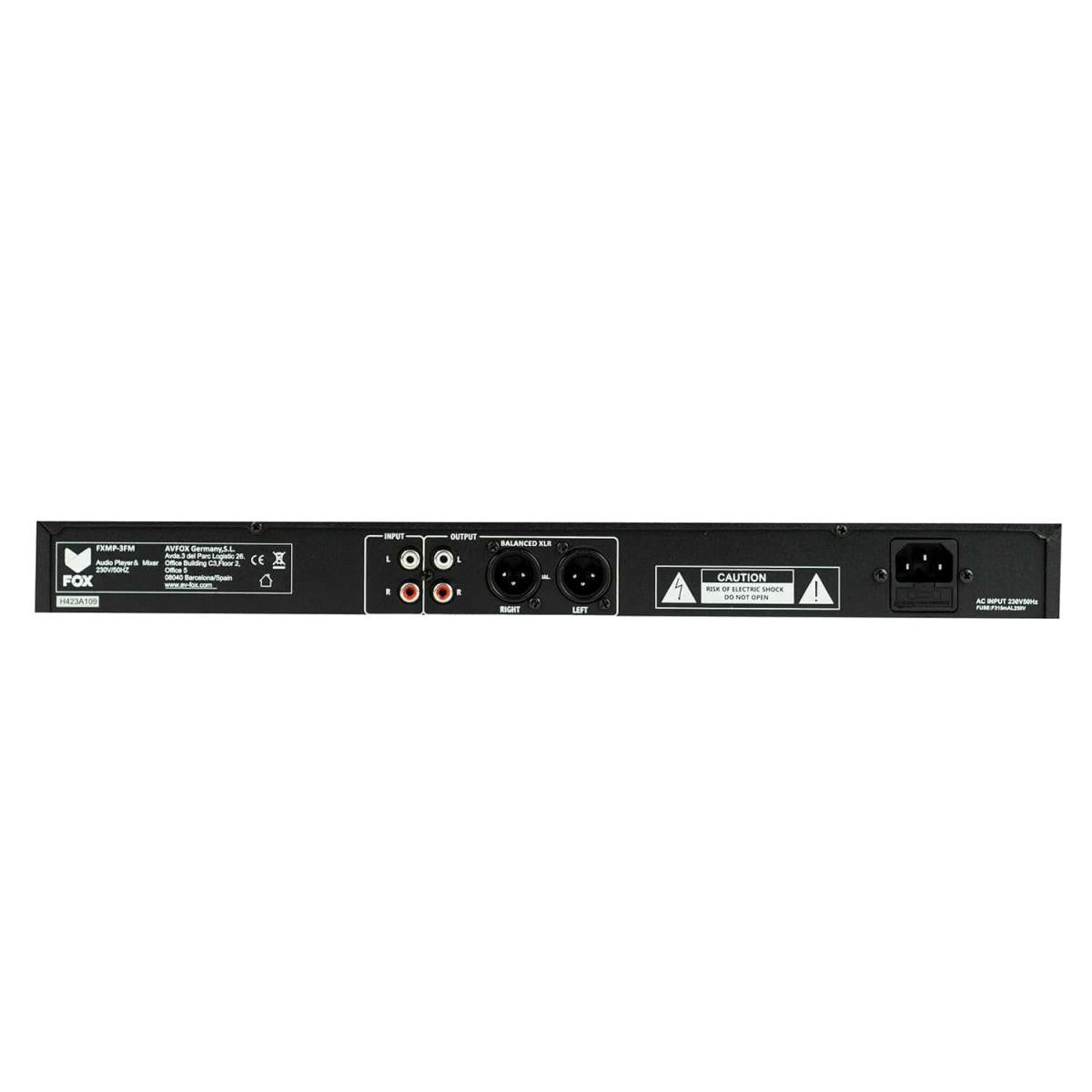 FOX FXMP-3FM Rackmount Media Player with USB, SD, XLR and AUX Inputs