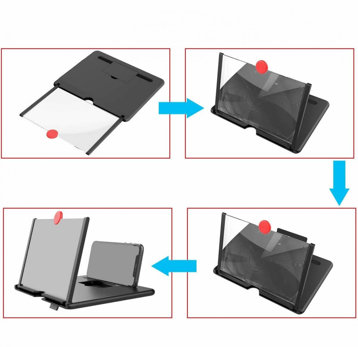 Lupa amplificadora de pantalla de móvil de 10 pulgadas color negro