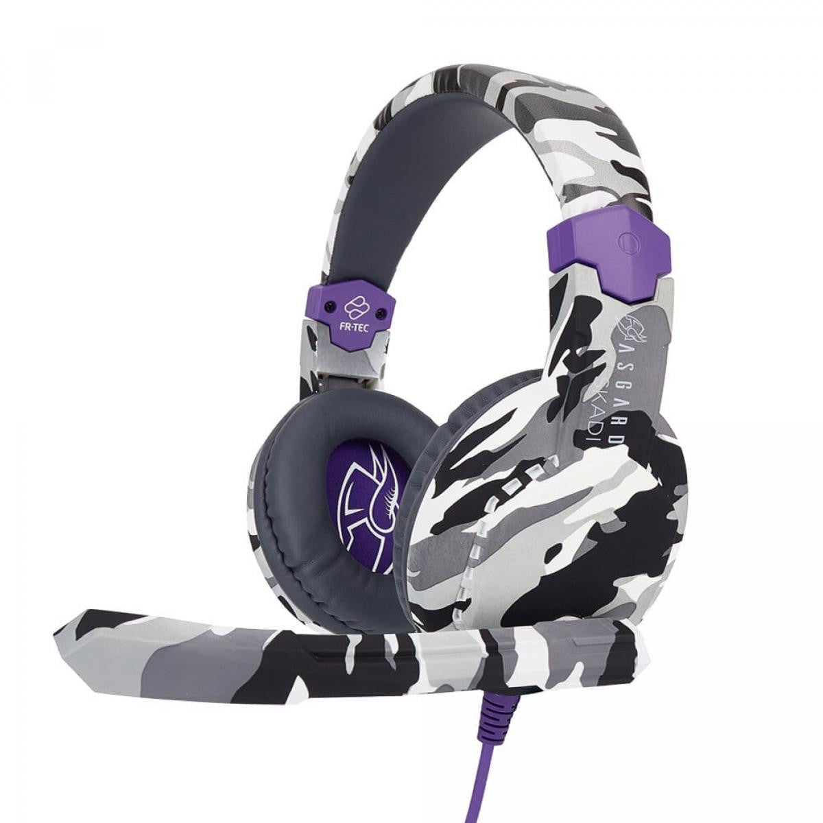 Auricular para jogos ASGARD NJÖRD FR-TEC com microfone, camuflado cinzento.
